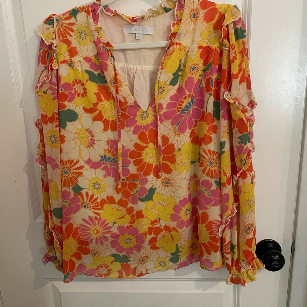 Sugarlips Floral Blouse - Yellow, Orange, Pink